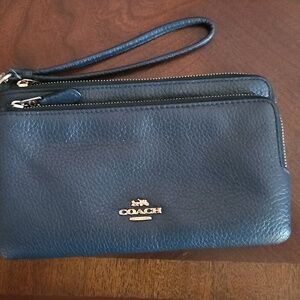 Coach Navy Blue Wristlet.